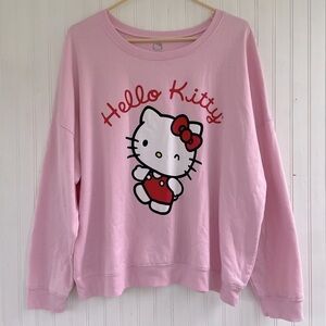 Sanrio Hello Kitty Pink Hello Kitty Wink Crewneck Fleece Sweatshirt Size 2XL
